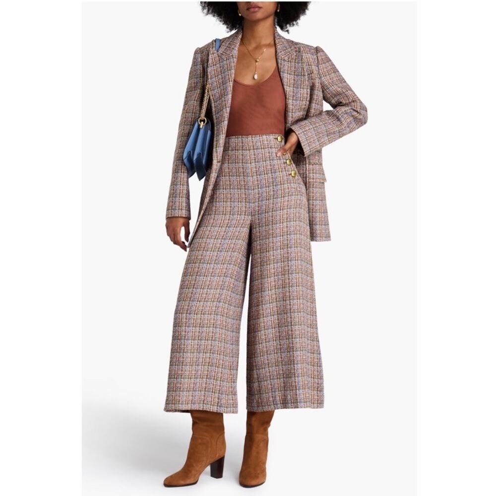 Zimmermann Tweed Culottes Sailor Button Wide Leg Cropped Pants Wool US 6 RRP$865 - Picture 2 of 9